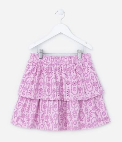 Pollera Infantil con Volados Broderie - Talle 5 a 14 años 2