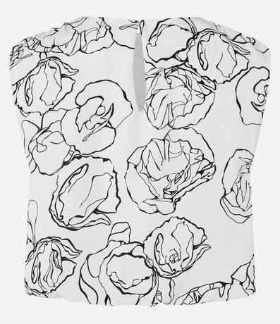 Blusa Corta sin Manga en Crepé con Flores Estampadas 2