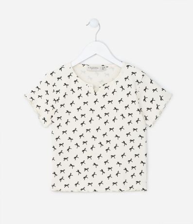Blusa Infantil Acanalada con Estampa de Moñas - Talle 5 a 14 años