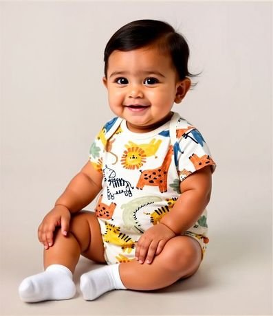 Body Infantil en Algodón con Estampa Animalitos en el Bosque - Talle 0 a 18 meses 1