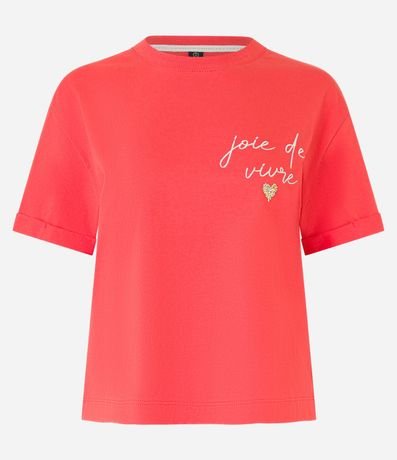 Blusa en Algodón con Bordado Joie de Vivre y Corazón de Strass 4