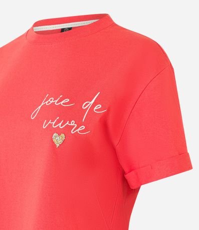Blusa en Algodón con Bordado Joie de Vivre y Corazón de Strass 5