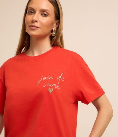 Blusa en Algodón con Bordado Joie de Vivre y Corazón de Strass 3