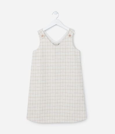 Vestido Infantil en Tweed de Cuadros con Botones de Strass - Talle 5 a 14 años