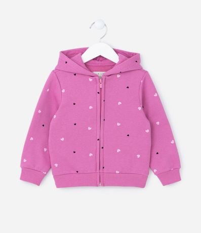 Campera Infantil en Algodón Calentito con Estampa Corazones - Talle 1 a 5 años