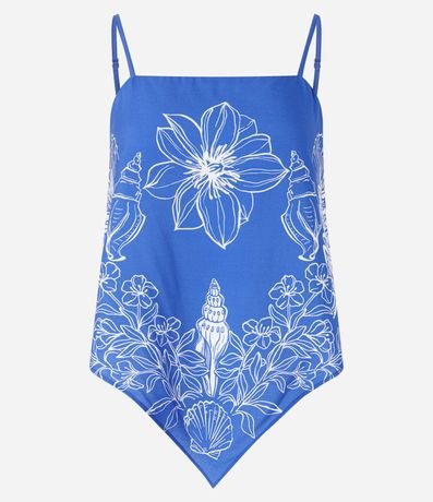 Blusa de Breteles en Viscosa con Bajo en V y Estampa Floral Tropical 5