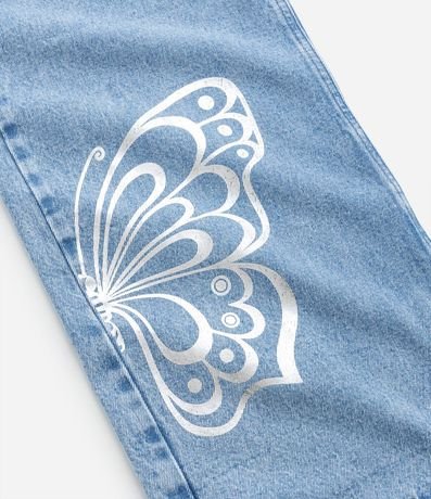 Pantalón Wide Leg Infantil en Jeans con Mariposas Estampadas - Talle 5 a 14 años 6