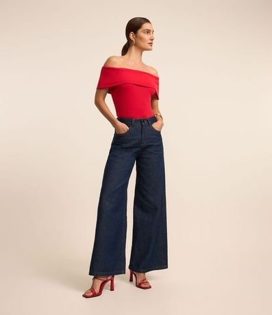 Blusa Hombro a Hombro en Rib con Escote Plegado 2