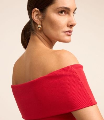 Blusa Hombro a Hombro en Rib con Escote Plegado 3