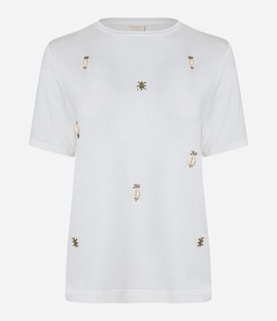 Blusa en Viscosa con Abalorios y Caracoles 5