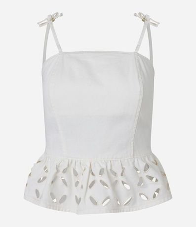 Top de Bretel en Sarga y Bajo con Bordado 4