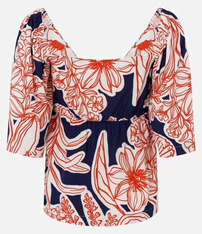 Blusa en Viscolino con Nudo y Follajes Estampadas 8