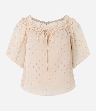 Blusa Ombro a Ombro en Chiffon con Volado y Lazo 4