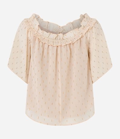 Blusa Ombro a Ombro en Chiffon con Volado y Lazo 6
