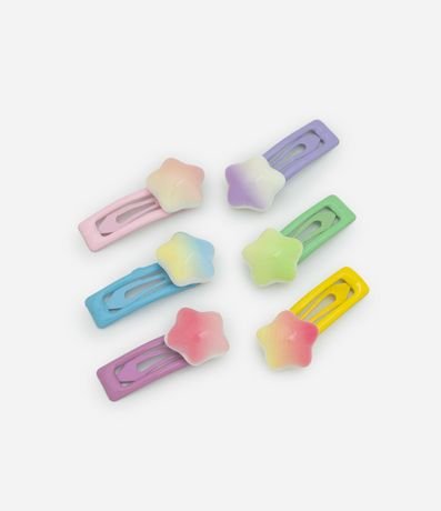 Kit 06 Pinzas para el Pelo Infantil de Estrellas - Talle Ú