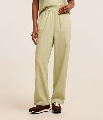 Pantalón Recto en Sarga con Cintura Elástica 3