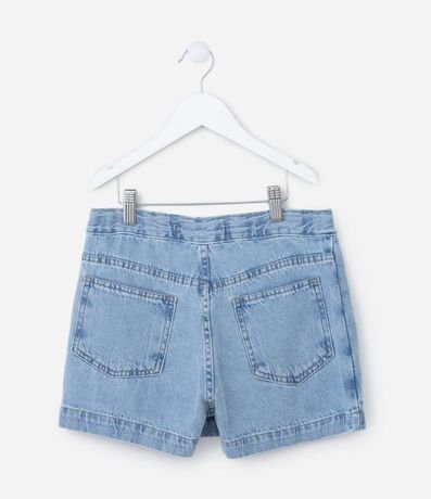 Short Pollera Infantil en Jeans con Botón - Talle 5 a 14 años 2