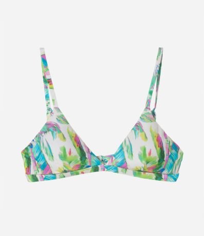 Bikini Top Triangulo en Poliamida con Estampa Floral