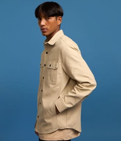 Camisa en Sarga con Botones y Bolsillos 6