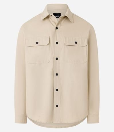 Camisa en Sarga con Botones y Bolsillos 7