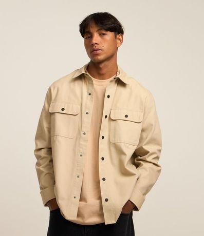 Camisa en Sarga con Botones y Bolsillos 5