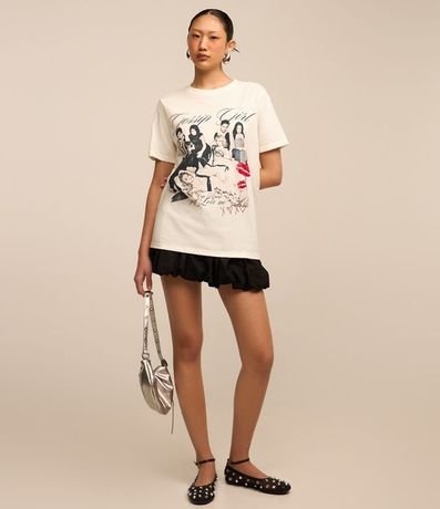 Remera Alargada en Algodón con Estampa Gossip Girl 2