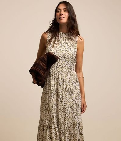 Vestido Evasé sin Manga en Viscosa con Estampado Geométrico 2