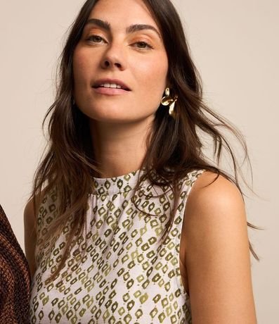 Vestido Evasé sin Manga en Viscosa con Estampado Geométrico 4