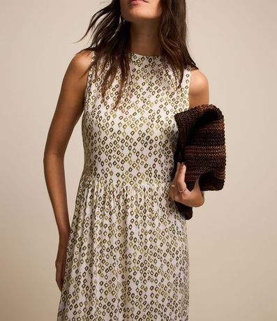 Vestido Evasé sin Manga en Viscosa con Estampado Geométrico 5