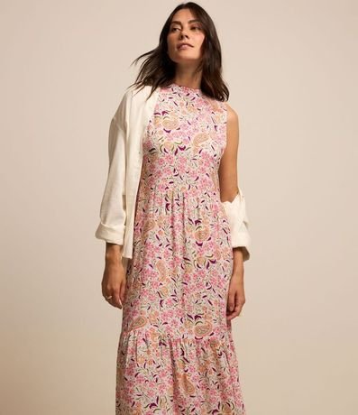 Vestido Evasê en Viscosa con Estampa Floral Paisley