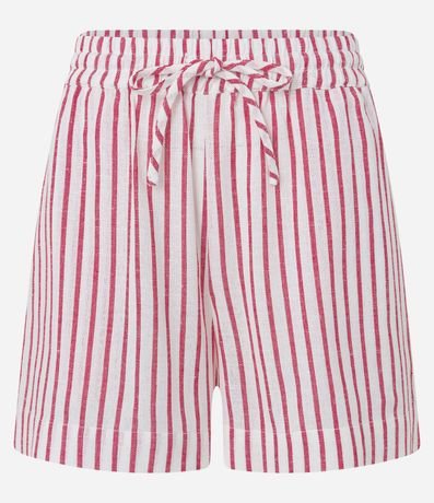 Short Corto en Viscosa y Lino con Lazo y Rayas 4