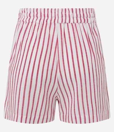 Short Corto en Viscosa y Lino con Lazo y Rayas 5