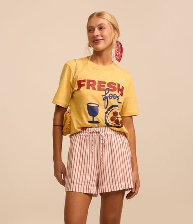 Short Corto en Viscosa y Lino con Lazo y Rayas 2