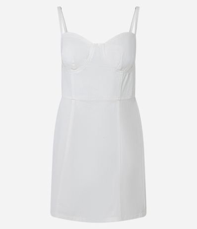 Vestido Corto de Bretel en Sarga con Busto Recortado 5
