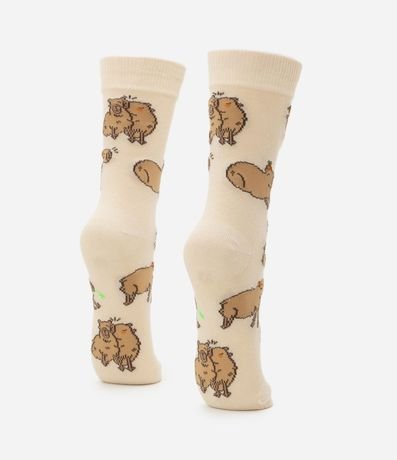 Media Caña Larga en Algodón con Estampa de Carpincho 3