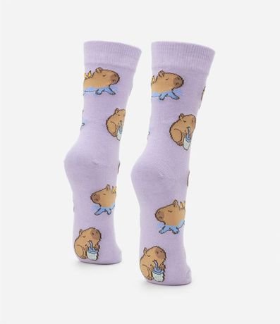 Media Caña Larga en Algodón con Estampa de Carpinchos 3