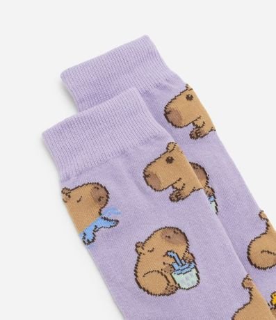 Media Caña Larga en Algodón con Estampa de Carpinchos 4