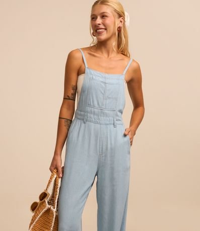 Enterito Peto en Jeans con Breteles Finos y Bolsillos 2