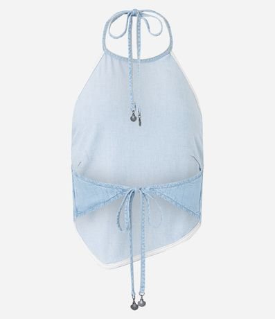 Top Frente Única en Jeans con Detalle de Puntas de Caracola 6