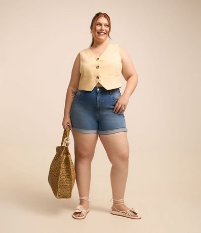 Short Hot Pants Jeans con Bajo Plegado Curve  & Plus Size