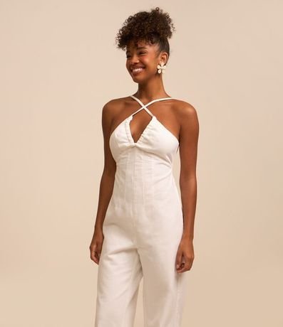 Mono Largo en Sarga con Breteles Finos y Lazo en la Espalda 2