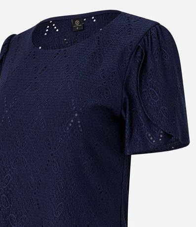 Blusa en Laise con Manga Abullonada y Detalle Sobrepuesto 5