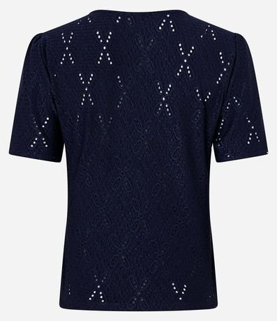 Blusa en Laise con Manga Abullonada y Detalle Sobrepuesto 6