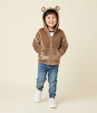 Campera Infantil en Fleece con Capucha de Osito - Talle 1 a 5 años