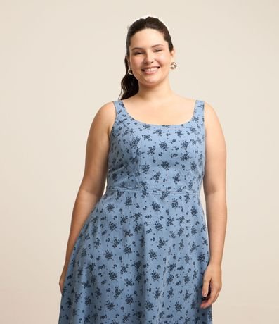 Vestido Midi en Sarga con Estampa Floral Curve & Plus Size 2