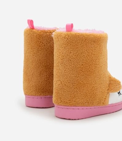 Pantufla Bota Infantil en Fleece con Bordado Zorro - Tam 19 a 28 2
