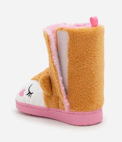 Pantufla Bota Infantil en Fleece con Bordado Zorro - Tam 19 a 28 3