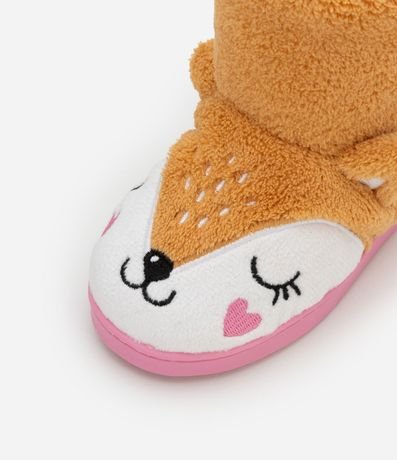 Pantufla Bota Infantil en Fleece con Bordado Zorro - Tam 19 a 28 4