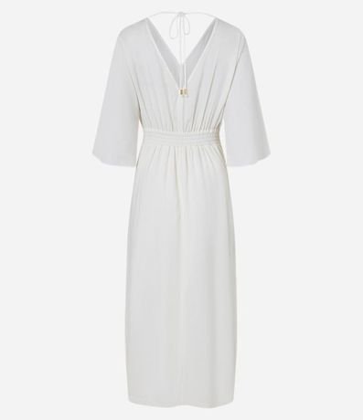 Vestido Midi en Lino y Viscosa con Manga Amplia 2