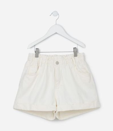 Short Clochard Infantil en Sarga con Bajo Plegado - Talle 5 a 14 años